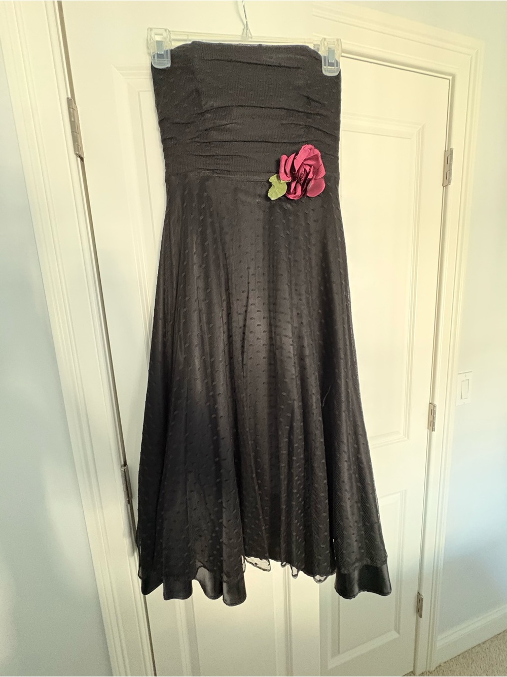 Scott McClintock Strapless Black Dress with Pink Floral Accent